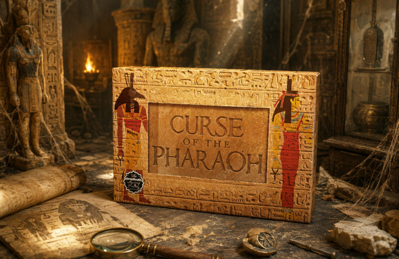 Das Spiel „Curse of the Pharaoh“ steht mitten in einer ägyptischen Grabkammer.