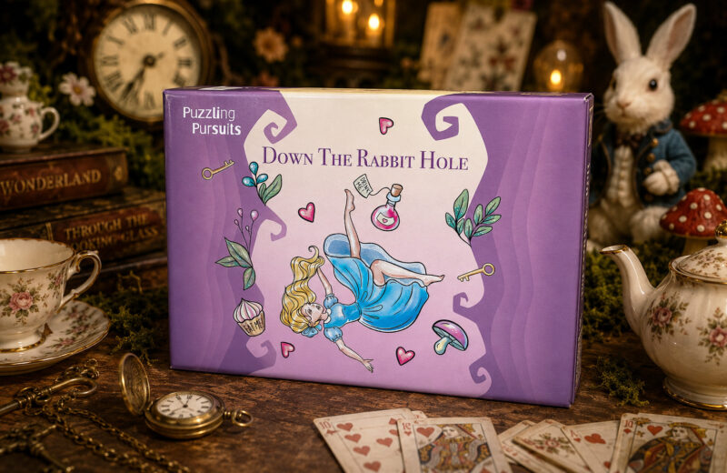 Das Spiel „Down the Rabbit Hole“ von Puzzling Pursuits steht im Wunderland.