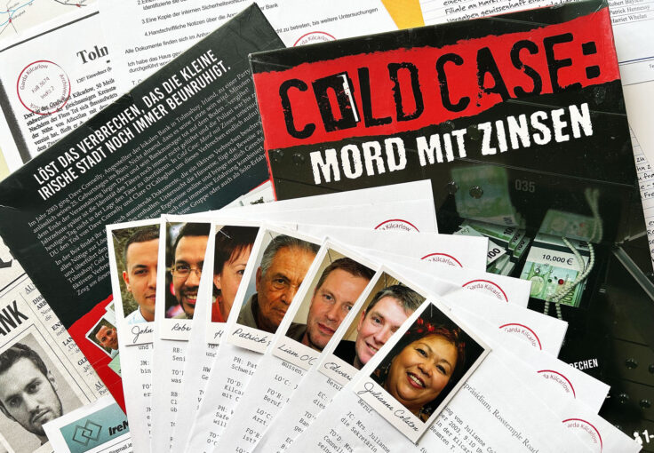 Cold Case Mord mit Zinsen Rätselspiel Krimispiel Material Verdächtige