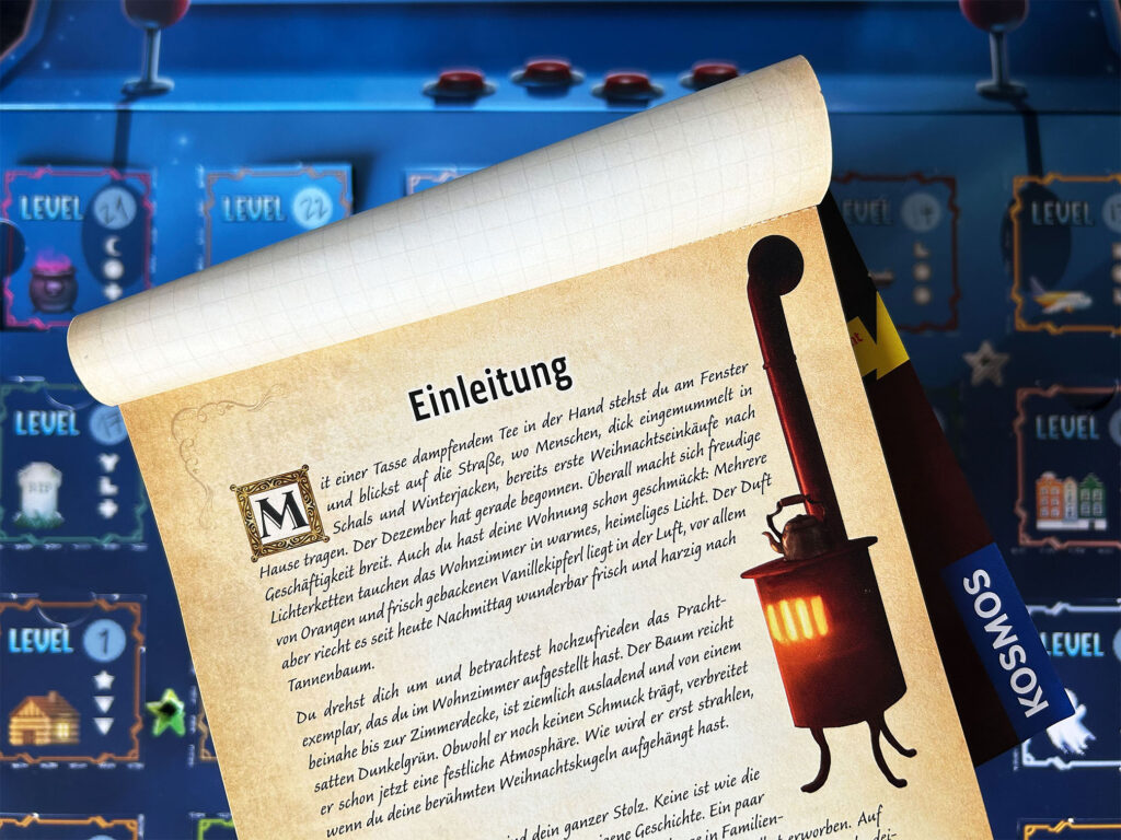Das Story-Buch von „Das versteckte Level“ von Kosmos liegt auf dem Adventskalender.
