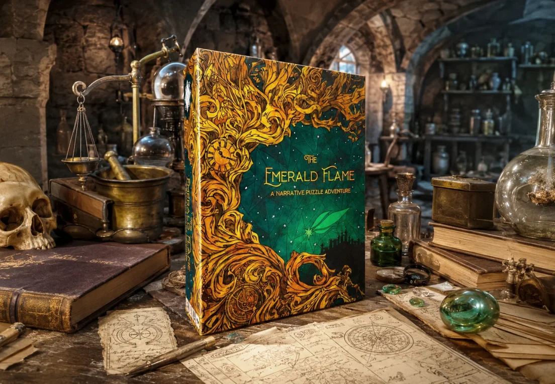 Das Spiel „The Emerald Flame“ steht im Labor eines Alchemisten.