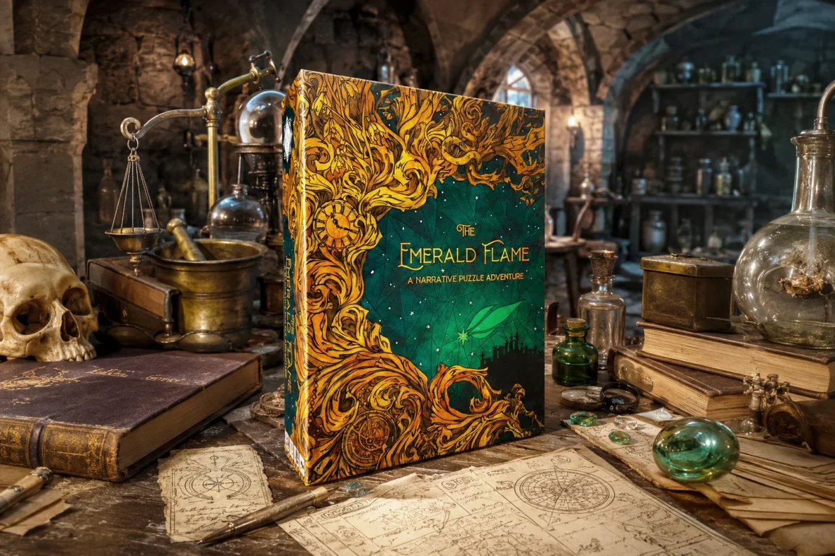 Das Spiel „The Emerald Flame“ steht im Labor eines Alchemisten.